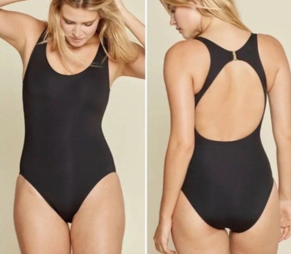NWT Andie Women's The Catalina Ribbed One Piece Swimsuit Black Size XXS